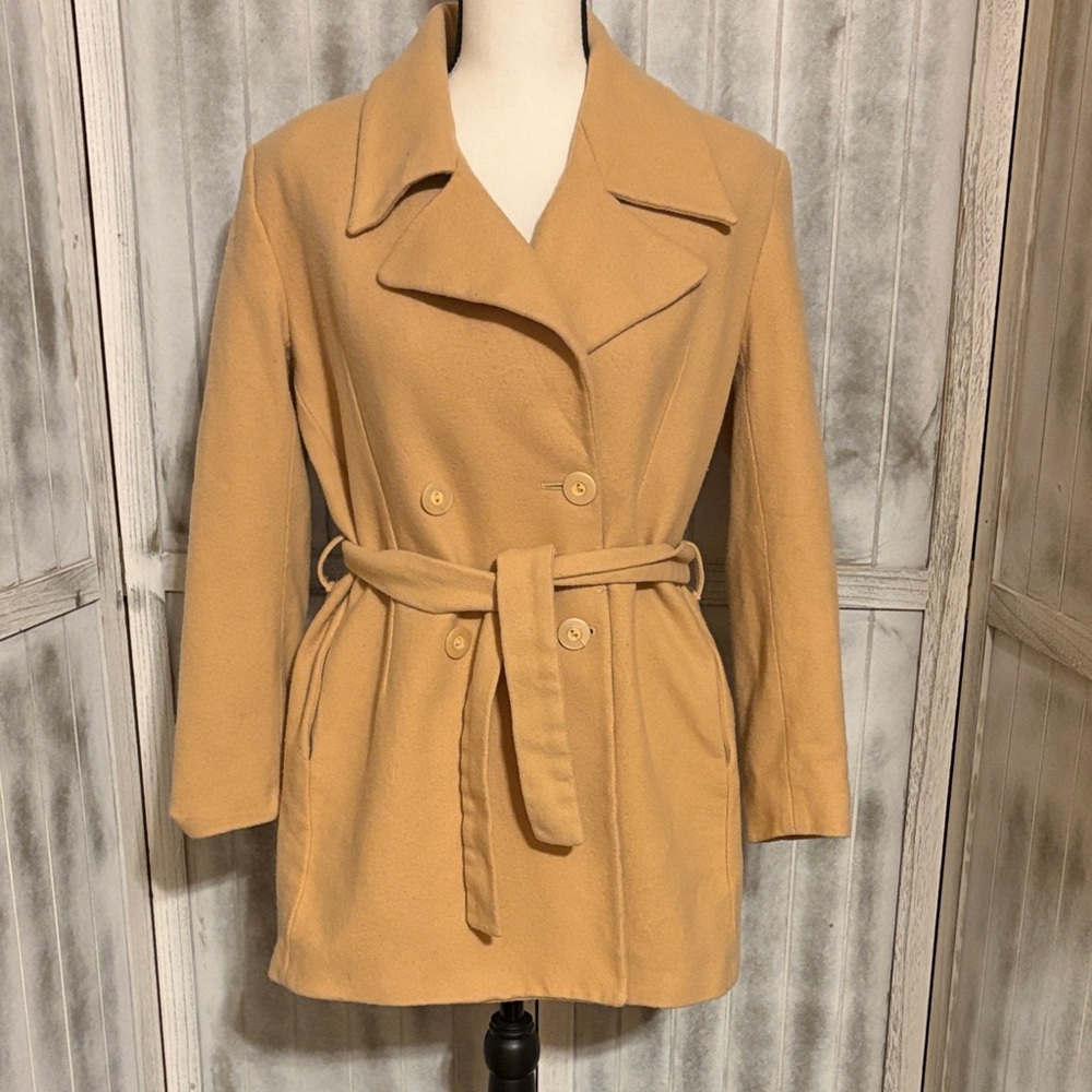 Kelso Camel Colored Wool Blend Double-Breasted Peacoat